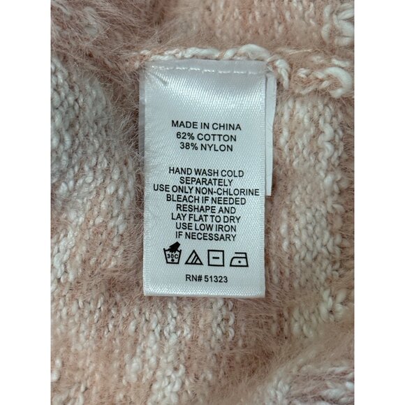 CeCe Eyelash Sweater Short Sleeve Knit Pink Mock Neck Womens Size M - Picture 7 of 7